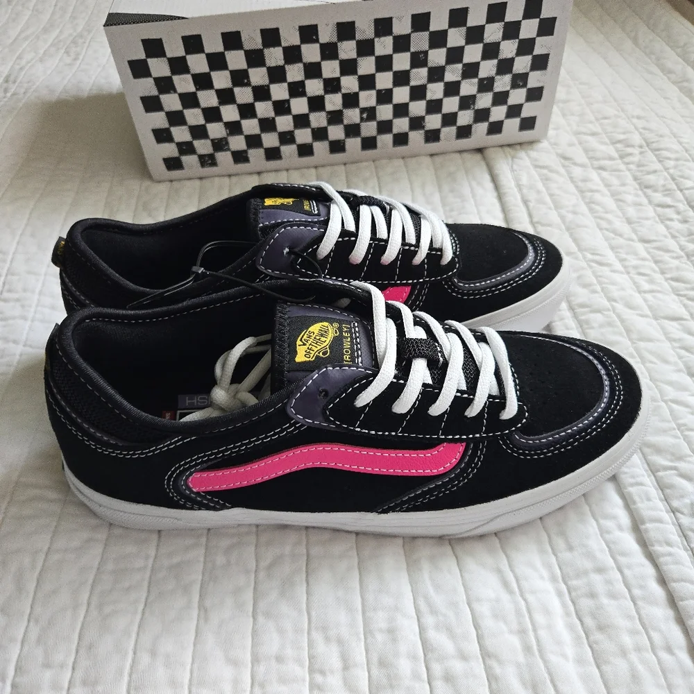 Vans Rowley Skate Women 9.5 Pop Cyber Pink  And Black Y2k 022026 - Picture 5 of 10